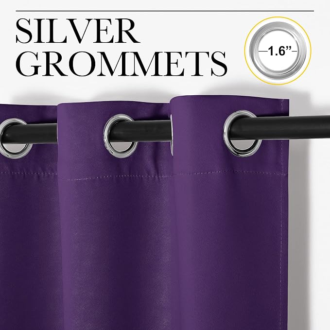 NICETOWN Blackout Curtain Blind for Bedroom, Single Panel, W42 x L54 inches, Royal Purple, Thermal Insulated Grommet Blackout Room Darkening Drape/Drapery
