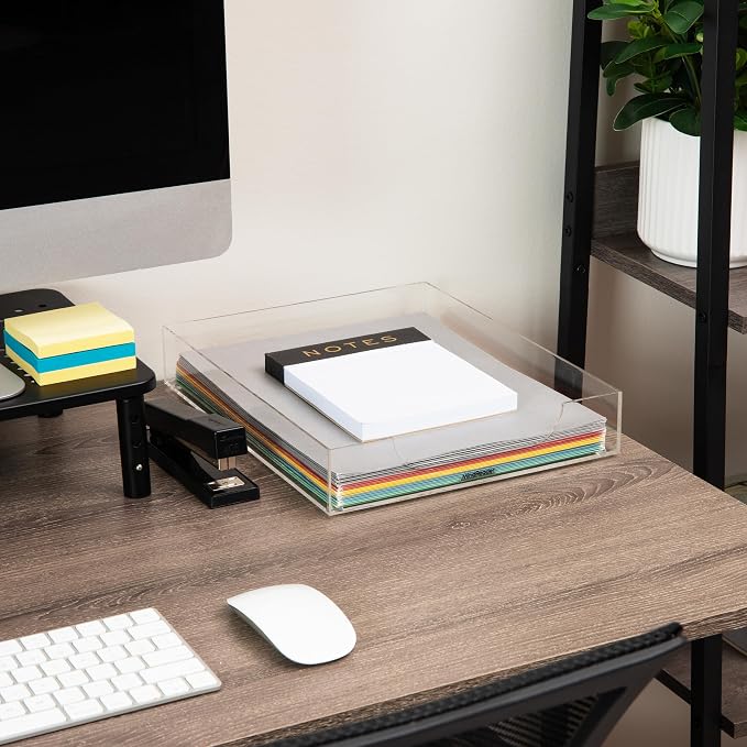 Mind Reader Paper Tray, Desktop Organizer, File Storage, Modern, Office, Acrylic, Clear