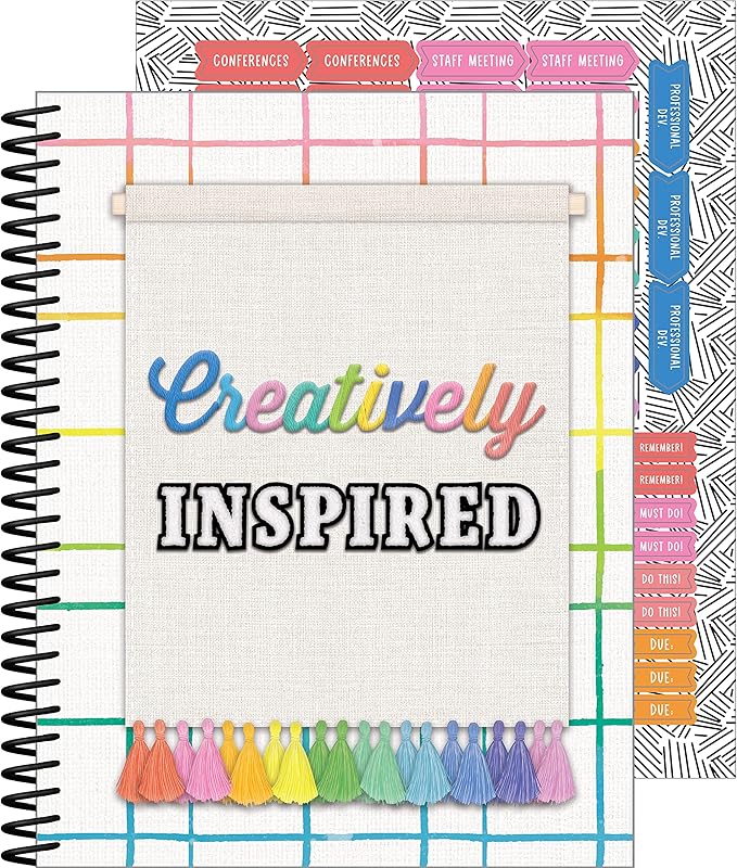 Carson Dellosa Creatively Inspired Planner 2026-2027, Undated 8" x 11" Lesson Plan Book With Stickers, Class Schedule, Weekly Calendar, Homeschool and Classroom Must Haves, Boho School Supplies