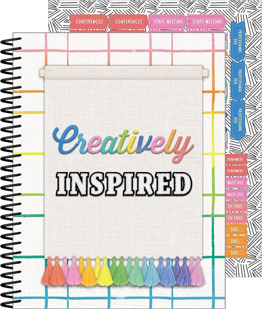 Carson Dellosa Creatively Inspired Planner 2026-2027, Undated 8" x 11" Lesson Plan Book With Stickers, Class Schedule, Weekly Calendar, Homeschool and Classroom Must Haves, Boho School Supplies