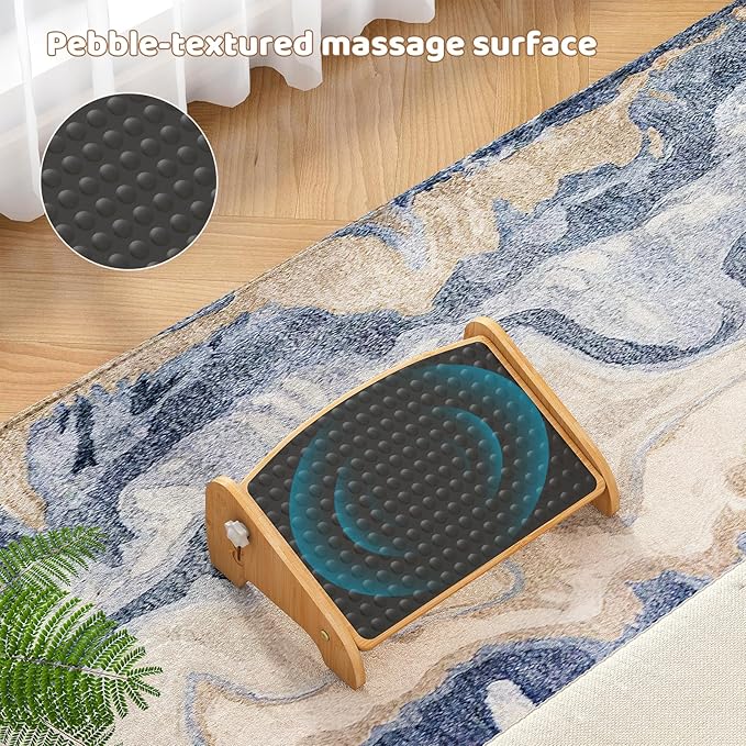 Adjustable Under Desk Footrest-Bamboo 4-Position Ergonomic Office Foot Stool with Large Non-Slip Surface, Improves Posture for Home,Office & Computer Desk Use