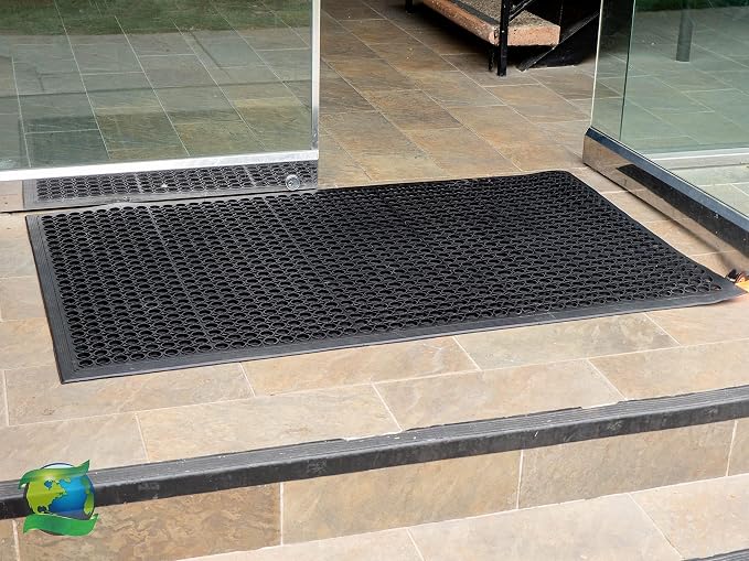 Envelor Anti Fatigue Mats for Kitchen Floor, Rubber Bar Mat, Non Slip Commercial Floor Mat with Drainage Holes, Indoor Outdoor Rubber Mat for Restaurant, Garage, Entryway, Entry Mat 36 x 60 in