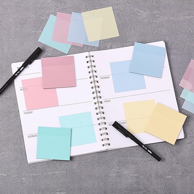 Mr. Pen- Transparent Sticky Notes, 3x3, 200 Sheets, Morandi Colors, See Through Sticky Notes Clear, Translucent Sticky Notes, Stocky Notes for Bible Journaling