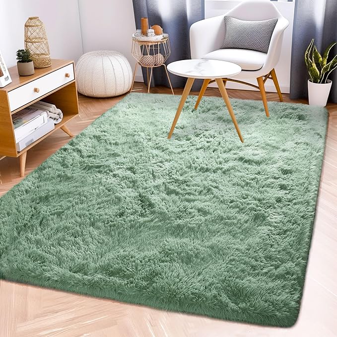 Awaytail Sage Rug Collection - 3 x 5' Non-Slip Height Pile 1.4" Plush Rug Rubber Backing - Throw Rugs Carpet for Bedroom