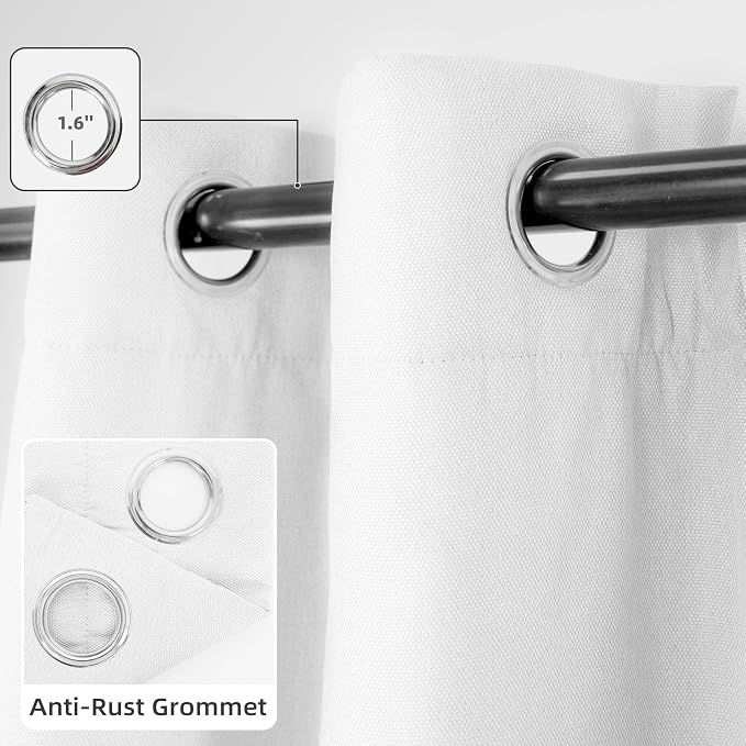 DriftAway Blackout Soundproof Thermal Insulated Linen Textured Curtains with Quilted Thermal Lining for Cold and Heat Blocking Noise Reducing Daytime Sleep 1 PC 52 Inches by 102 Inches White