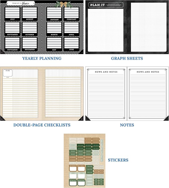 Carson Dellosa Education Modern Farmhouse Teacher Planner 2026-2027,Undated 8" x 11" Lesson Plan Book With Stickers, Class Schedule & Weekly Calendar School Supplies, Homeschool & Classroom Must Haves
