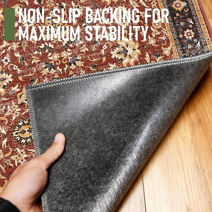 36"x48" Office Chair Mat for Hardwood, Under Desk Chair Mat for Home Office, Anti-Slip Office Rugs for Rolling Chairs, Floor Protector Washable Rugs Burgundy