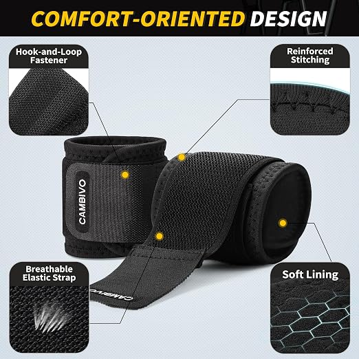 CAMBIVO Wrist Brace 2 Pack, Adjustable Compression Wrist Support for Carpal Tunnel, Tendonitis Pain Relief, Wrist Wraps for Weightlifting, Gym Fitness, Sleeping Night Support, Men Women