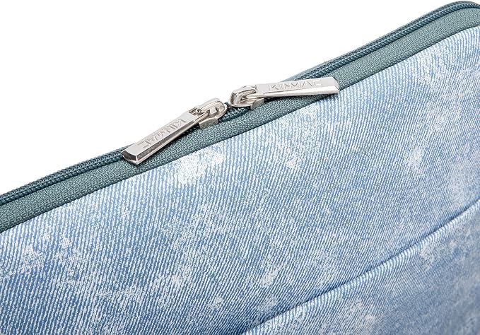 Kinmac 360° Protective Vertical Laptop Sleeve Case Cover Bag (Blue Denim PU, 13.5 inch-14 inch)