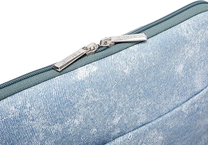 Kinmac 360° Protective Vertical Laptop Sleeve Case Cover Bag (Blue Denim PU, 15.6 inch-16 inch)