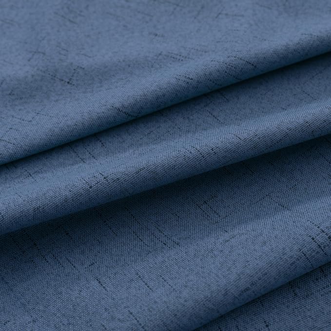 KOUFALL Denim Blue Curtains 102 Inches Long for Living Room, Linen Black Out Room Darkening Curtains & Drapes, Set 2 Panels, 102 in Length, Cortinas Blackout para Dormitorio