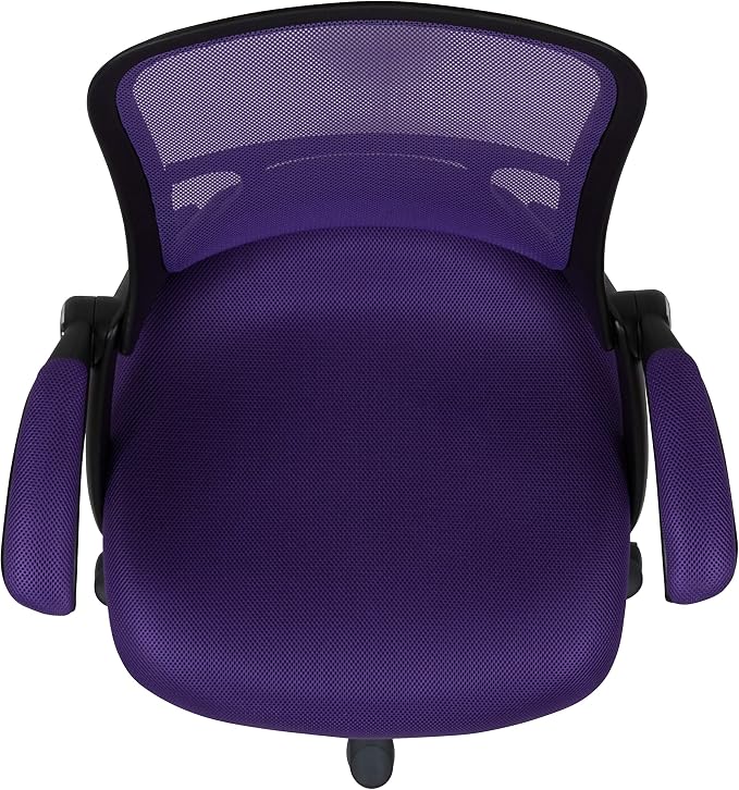Flash Furniture Porter High-Back Swivel Office Chair with Adjustable Lumbar Support and Seat Height, Ergonomic Mesh Desk Chair with Flip-Up Armrests, Purple/Black