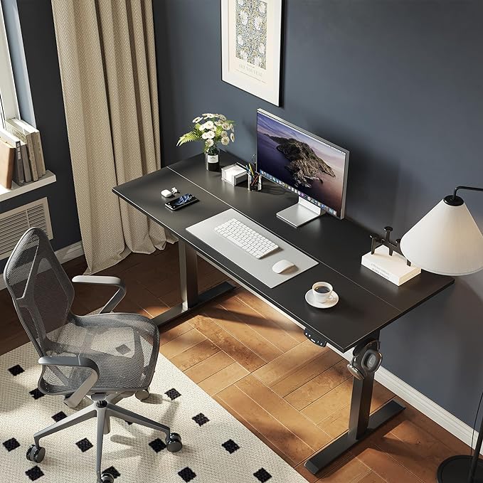Agilestic Electric Standing Desk, 55 x 24 Inches Height Adjustable Desk, Sit Stand up for Work Office Home, Ergonomic Rising Computer Table with Memory Preset, Black