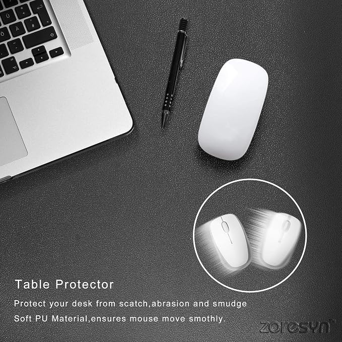 ZORESYN PU Leather Desk Pad (55.1"x15.8") - Waterproof Office Desk Mat for Keyboard and Mouse - Black Extended Mouse Pad with Nonslip Base