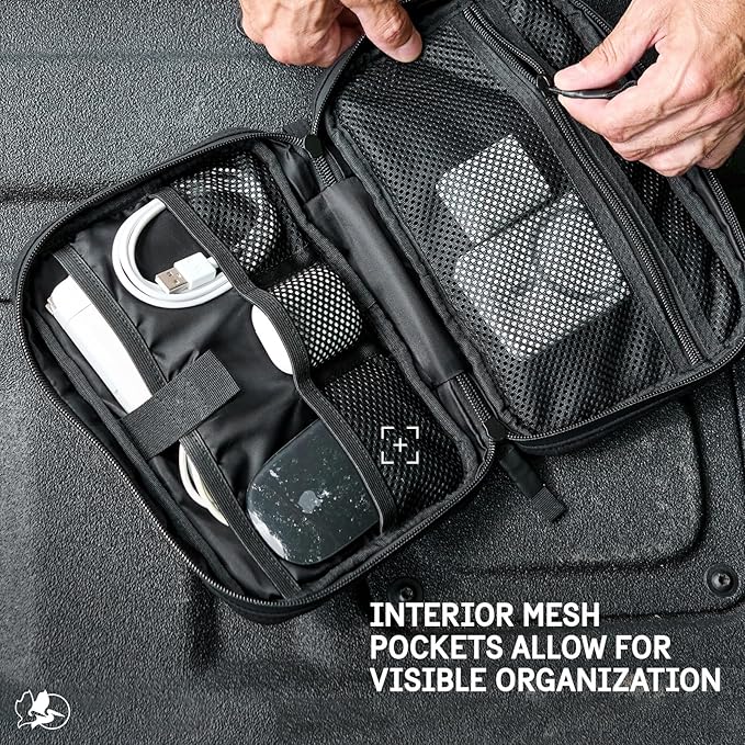 Pelican Electronic Organizer Travel Case - Portable Storage Bag with Multiple Storage Mesh Pockets for Cables, Chargers, Power Bank, AirPods - Cord Organizer and Airplane Travel Essentials Bag - Black