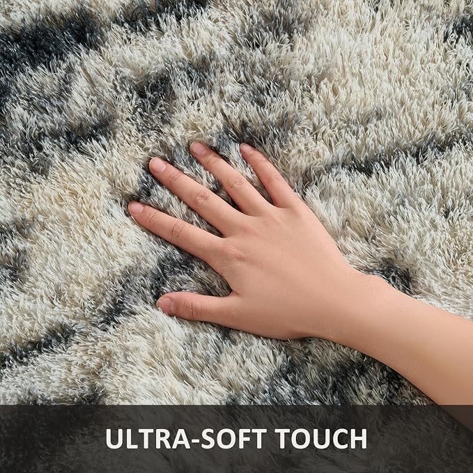 Ophanie Black Gold and Grey Area Rugs for Living Room 5x7,Dark Black Gold Fluffy Shag Large Fuzzy Plush Soft Carpets,Floor Shaggy Rugs for Bedroom,Carpet for Dorm Decor with Over 99 pcs Pile fibers