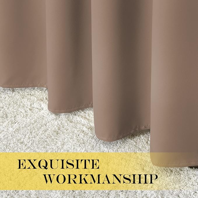 NICETOWN Blackout Curtains 63 inches Length - (Cappuccino Color) Thermal Insulated Room Darkening Drape for Villa/Apartment/Rental Room, 52 inches Wide by 63 inches Long, 1 Piece