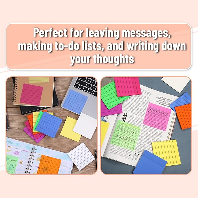 Mr. Pen- Transparent Sticky Notes, 3"x3", 10 Pads, 7X Lined, 3X Blank, 500 Sheets, Vibrant Colors, Lined Transparent Sticky Notes Lines, Back to School Supplies, Stocky Notes for Bible Journaling