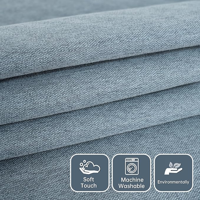 DriftAway Blackout Soundproof Thermal Insulated Linen Textured Curtains with Quilted Thermal Lining for Cold and Heat Blocking Noise Reducing Daytime Sleep 1 PC 52 Inches by 96 Inches Dusty Blue