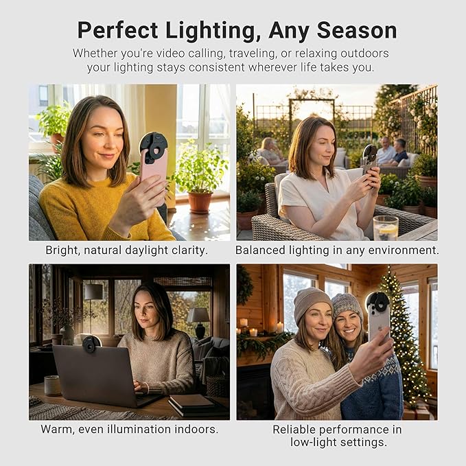 ARKON Mounts Rechargeable Phone Selfie Light | 40 High Power LEDs | Color Accurate | 3 Light Modes | Ring Light for Phone, Laptop, IPhone, IPad, Video