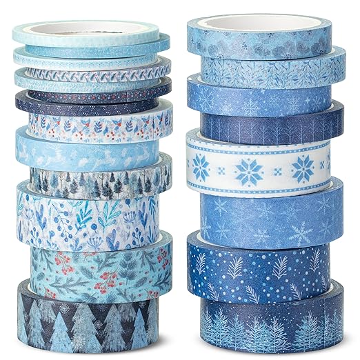 Mr. Pen- Washi Tape Set, 21 Rolls, Assorted Sizes, 5 Yards/Roll | Washi Tape for Scrapbook, Arts, Crafts, Journals and Planners, Ocean Breeze
