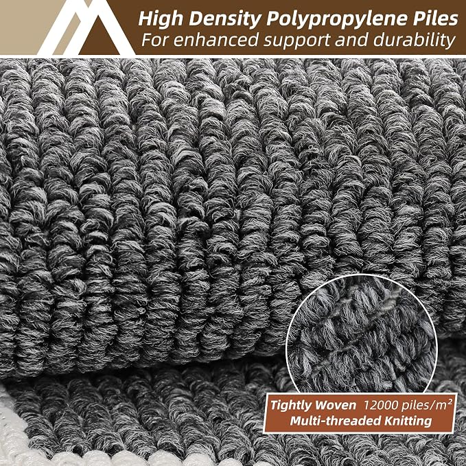 COSY HOMEER Kitchen Rugs Non-Slip 24x35/24x60 Inch Thick Polypropylene Standing Mat for Home Machine Washable, Black Frame