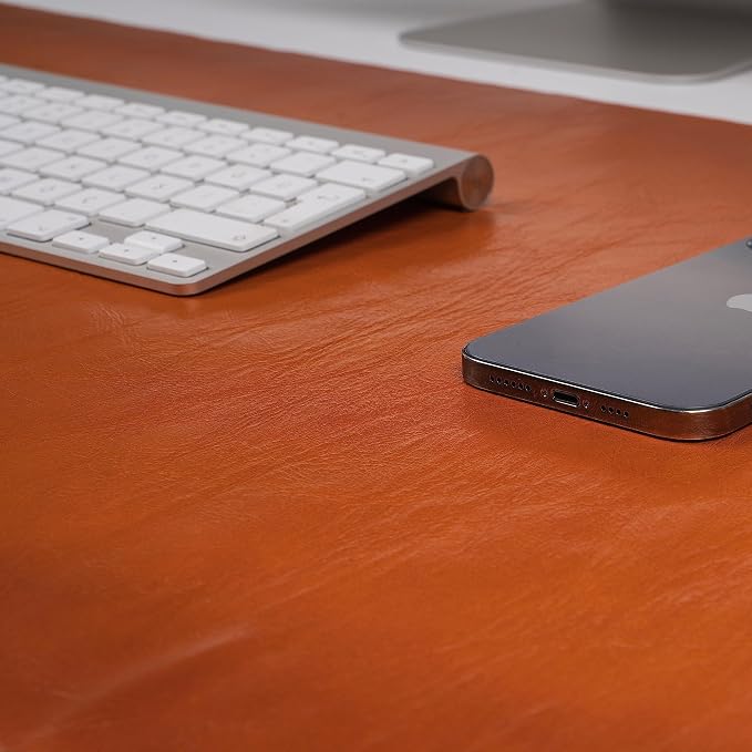 Desk Mat - Executive Real Leather Desk Pad - Large (18 3/4" X 35 3/4") | Non-Slip Leather Desk Blotter