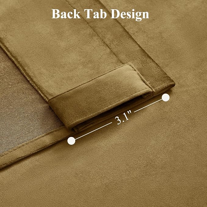 108 Inch Extra Long Velvet Blackout Curtains for Bedroom & Living Room, Thermal Insulated Room Darkening Drapes Luxury Heavy Curtain with Back Tab & Rod Pocket, W52 x L108, Gold Brown, 2 Panels
