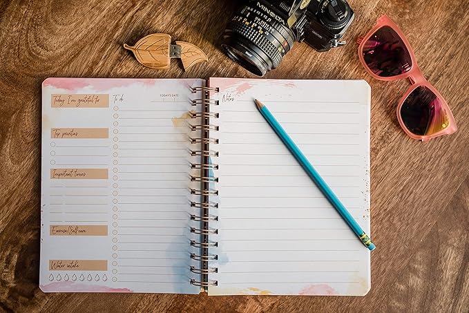 Paper 'n Such To Do List Notebook - Undated Daily Planner, Spiral Hardcover Notepad, College Essentials, Task Organizer Agenda Pad for Work, Notes and CheckList- Colorful Pink