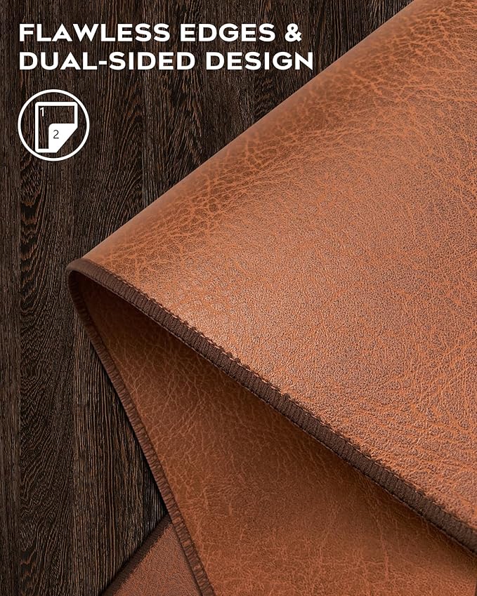 Retro Luxe Leather Desk Pad Protector,Mouse Pad and Keyboard Mat,Office Desk Mat,Dual-Sided Design,Waterproof Desk Writing Pad for Office and Home (Saddle Brown, 31.5" x 15.8")