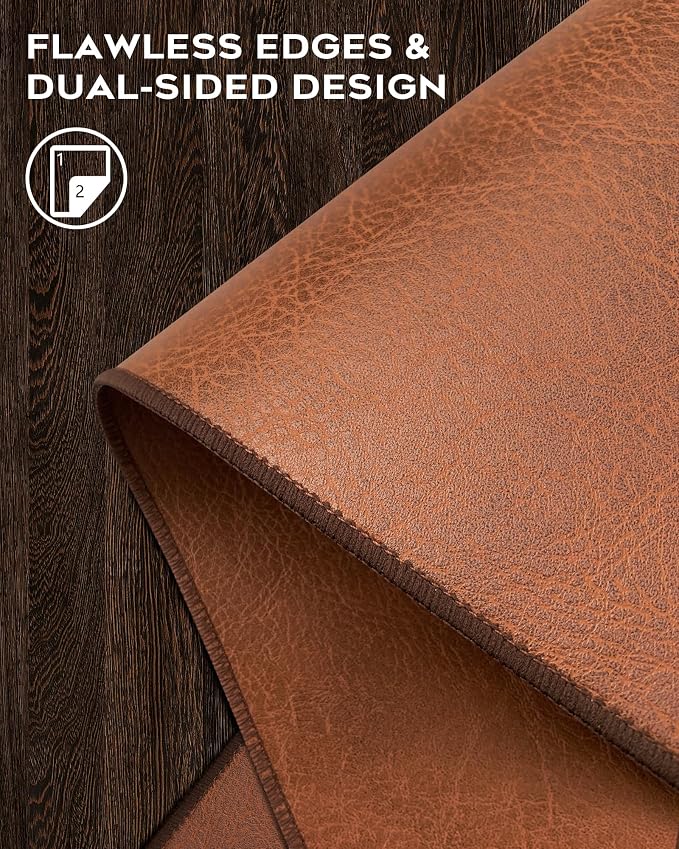 Retro Luxe Leather Desk Pad Protector,Mouse Pad and Keyboard Mat,Office Desk Mat,Dual-Sided Design,Waterproof Desk Writing Pad for Office and Home (Saddle Brown, 23.6" x 13.8")