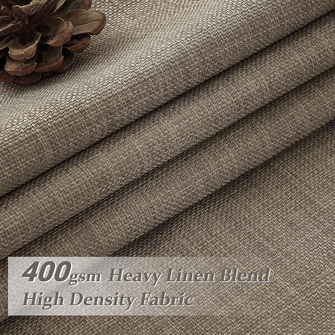 Oak Taupe Extra Long 108 Inch High Ceiling Curtains for Living Room 2 Panel Set, Memory Trained Pinch Pleated Blackout Double Layer Linen Soundproof Heat Block Boho Privacy Windows Curtain 9 FT Length