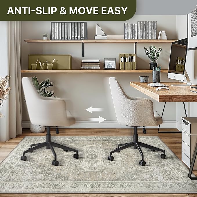 36"x60" Office Chair Mat for Hardwood Tile Floor, Under Desk Carpet Protector for Rolling Computer Chair Mat, Machine Washable Area Rug, Anti-Slip 1/5" Thick Low Pile Thin Vinyl Floor Mat, Trench