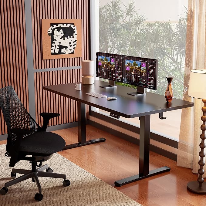 ErGear Height Adjustable Electric Standing Desk, 63 x 24 Inches Sit Stand up Desk, Memory Computer Home Office Desk, Black
