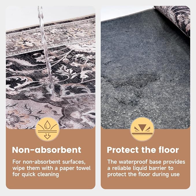 Office Chair Mat for Hardwood Tile Floor, 36"x48"Anti-Slip Under Desk Carpet Protector for Rolling Computer Chair Mat, Machine Washable Office Area Carpet (Chenille,Brown)
