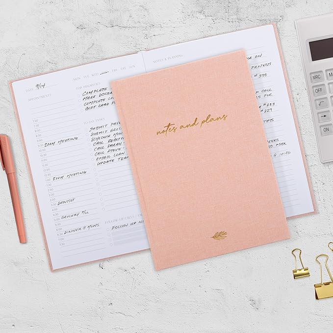 Aesthetic Daily Planner And Notebook With Hourly Schedule - Modern Hardcover To do List Notepad to Easily Organize Your Work Tasks And Appointments - The Perfect Book for School & Office Supplies