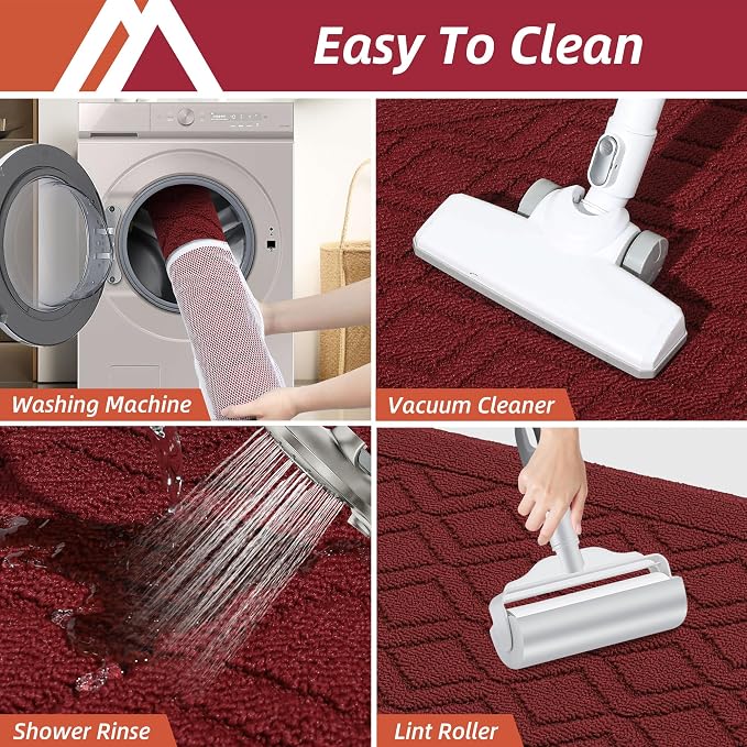 COSY HOMEER-Kitchen-Rugs-and-Mats 20"x30" Non Slip Kitchen Mats for Floor Absorbent Kitchen Rug Washable Kitchen Standing Floor Mat for Sink Mat,Throw Rug,Entry,Laundry,Red