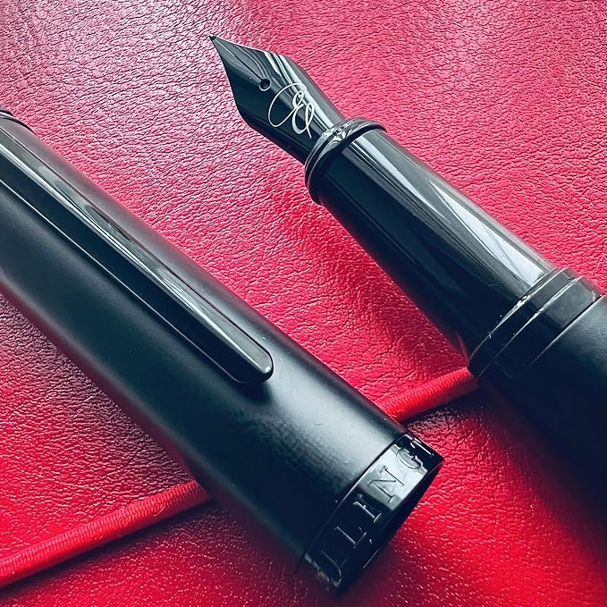 Ellington Pens Luxury Fountain Pen Set - Fountain Pens for Writing - Smooth Nib - 24 Ink Cartridges Special Bundle - Includes Refillable Ink Converter, Calligraphy, Journaling, Sketching (The Stealth)