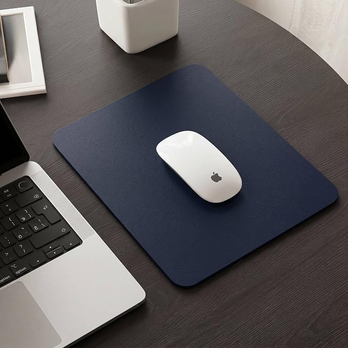 Leather Desk Pad Protector, Waterproof Mouse Pad, PU Desk Mat, Office Desk Cover, Desk Writing Mat for Office/Home/Work/Cubicle (Blue/Yellow) 9x8 in