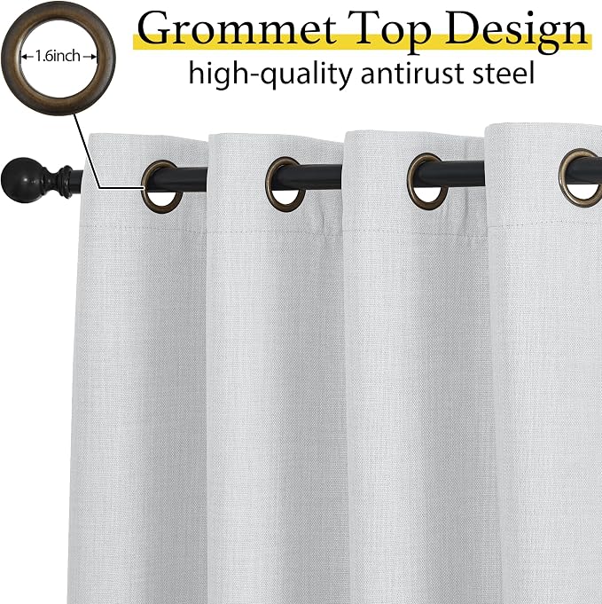 NICETOWN Farmhouse Blackout Small Curtains - Thermal Insulated Grommet Curtain Valances Room Darkening for Kitchen Window Treatments Home Decor, 34" Wide x 30" Long, 1 Pair, Greyish White