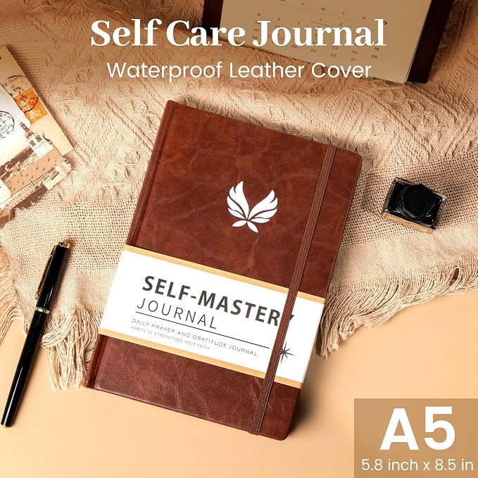 Yoment Gratitude Journal for Men 13-Week Guided Productivity 5 Minute Daily Journal with Prompts for Mindfulness, Mental Health & Productivity - Guided Self Care Gift, Brown
