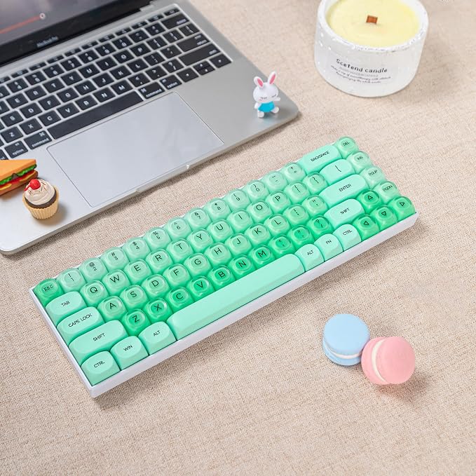 Guffercty kred HOA Profile Keycaps Set 132 PCS - PBT Cute Jelly Liquid Foundation Keycaps 60 Percent Compatible with Cherry MX Switch 60% 65% 75% 100% Mechanical Keyboards (Green Liquid Foundation)