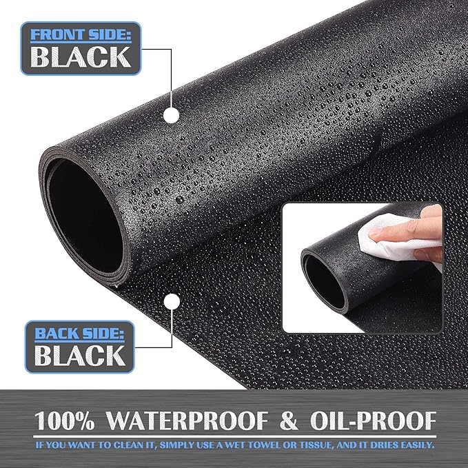 K KNODEL Large Office Leather Desk Mat, Mouse and Keyboard Pad, Computer and Laptop Mat, Desktop Protector and Cover, Writing Pad and Blotter (47.2"x17", Black)