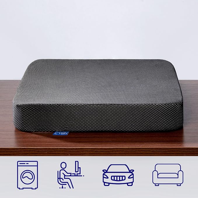 Ifoam Gel Infused Memory Foam Layer Wheelchair Cushion - Seat Cushion for Wheelchair-Office Chair, Kitchen Chair-Pressure Sore and Tailbone Pain Relief-High Dense Polyfoam Base (Black, 22×18×4 inch)