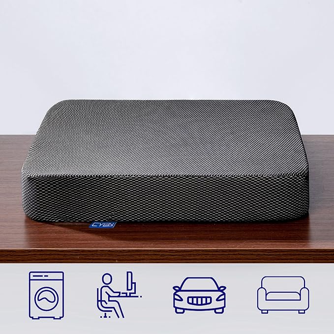 Ifoam Gel Infused Memory Foam Layer Wheelchair Cushion - Seat Cushion for Wheelchair-Office Chair, Kitchen Chair-Pressure Sore and Tailbone Pain Relief-High Dense Polyfoam Base (Black, 24×18×4 inch)