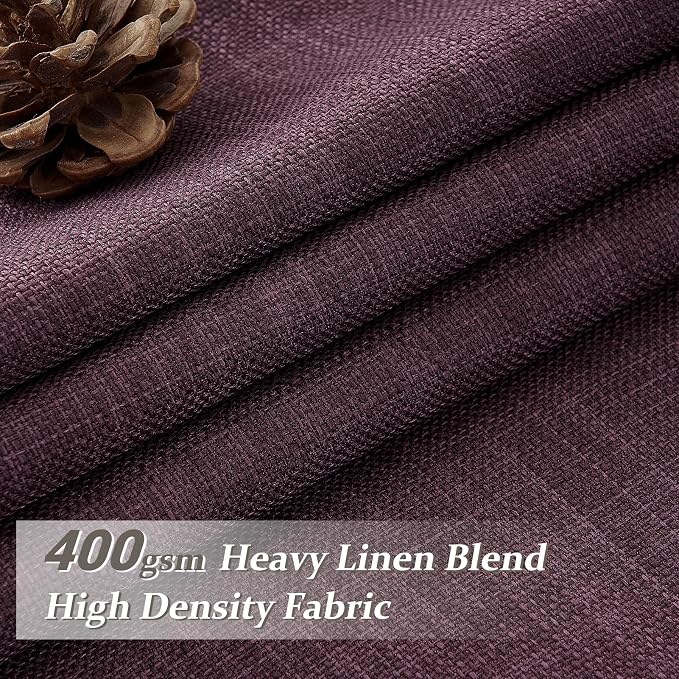Dark Purple Blackout Pinch Pleated 84 Inch Bedroom Curtains 2 Panels Set, Memory Trained Thermal Noise Cancelling Double Layer Natural Linen Viral Windows Drapes for Living Room Light Blocking 7 FT