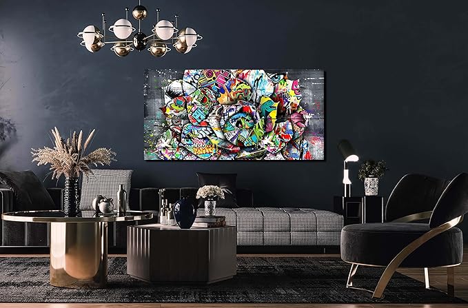 SIXTTART Flower Pictures Wall-Decor - Banksy Street Wall Art - Large Abstract Canvas Wall Art Ready To Hang Size 59" x 29"