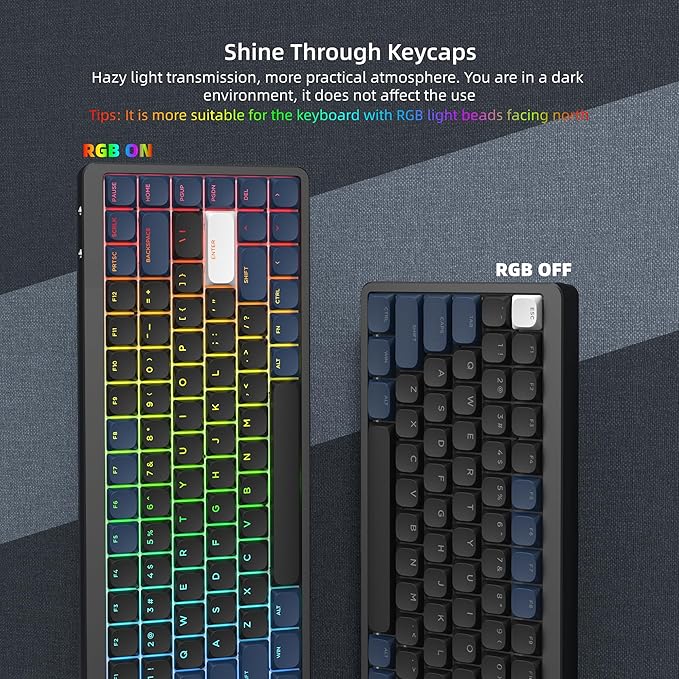 Womier Low Profile Keycaps - PBT Shine Through Keycaps for Mechanical Keyboard 60 65 75 100 Percent, Custom Key caps Full Size for Cherry Gateron MX Switches Mechanical Keyboard, Dark Blue