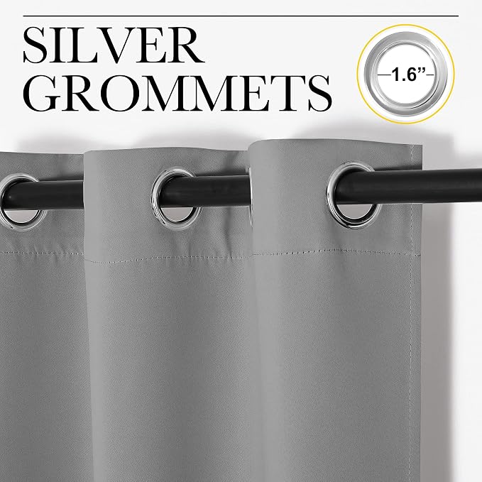 NICETOWN Sliding Door Curtains, Wide Thermal Blackout Patio Door Curtain Panel, Sliding Door Drapes/Draperies with Grommet Top (Silver Gray, W70 x L84)
