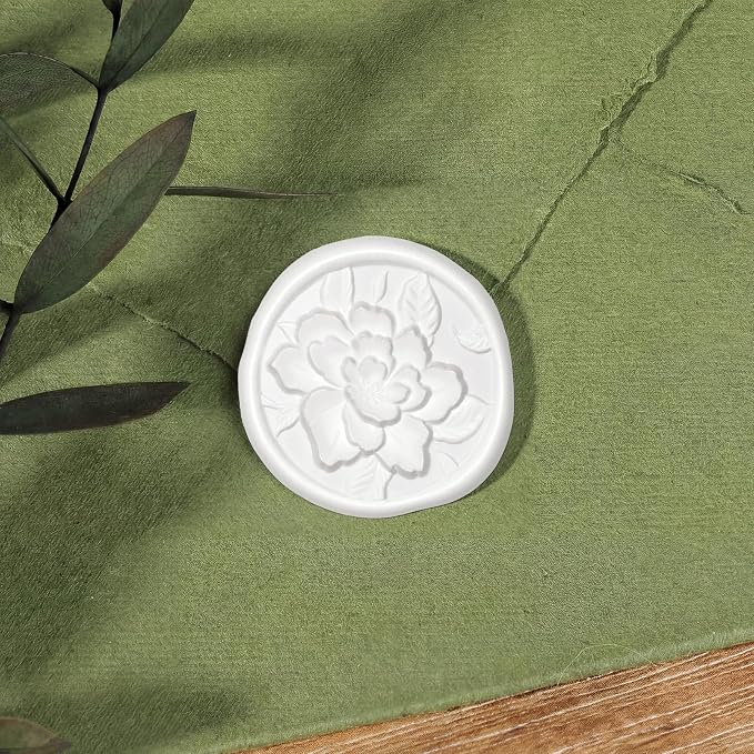 UNIQOOO Wax Seal Stickers - 3D Vintage Floral Wedding Invitation Envelope Botanical Seal Stickers, 50 Pcs Self- Adhesive White Flower Stickers, Perfect for Invitation, Gift Wrapping, Party